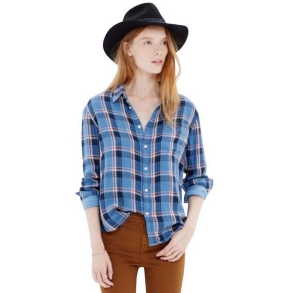 Madewell Flannel Plaid Button Up Long Sleeve Top